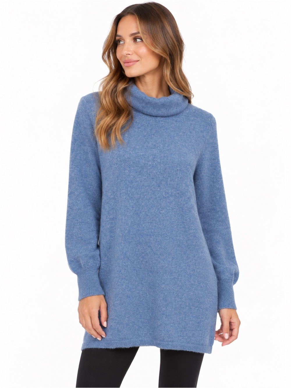 Talbots 100% Cashmere Blue Turtleneck Sweater Large Petite